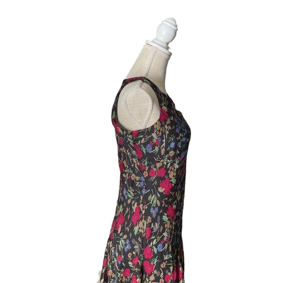 Ralph Lauren 90s Does 30s Women Black Floral Chiffon Flowing Maxi Dress Sz 2P - Picture 8 of 11